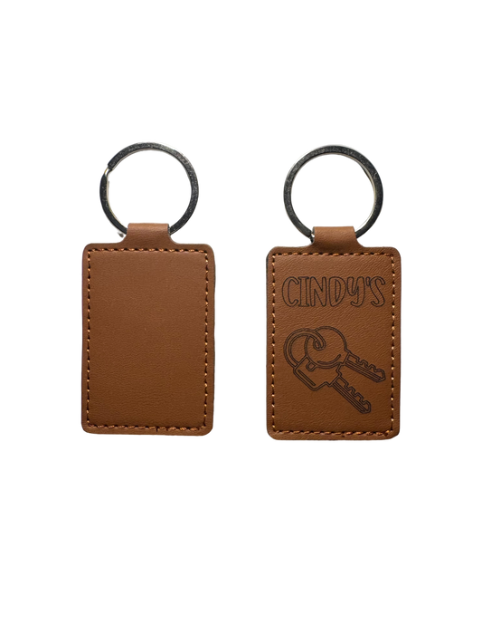 Personalised Synthetic Leather Keyring with Engraving