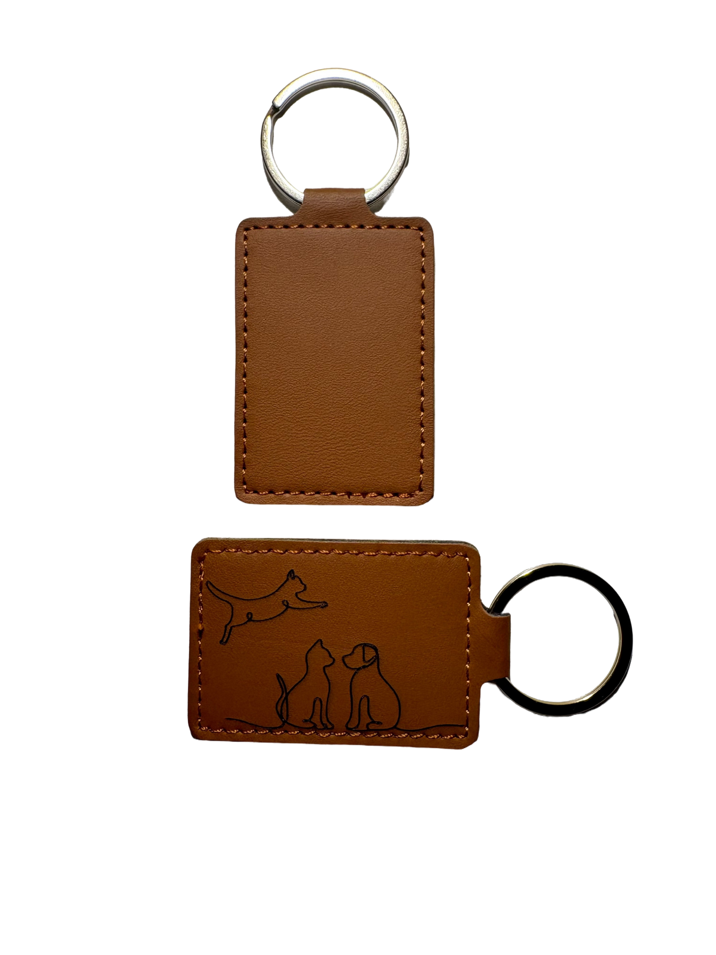 Personalised Synthetic Leather Keyring with Engraving