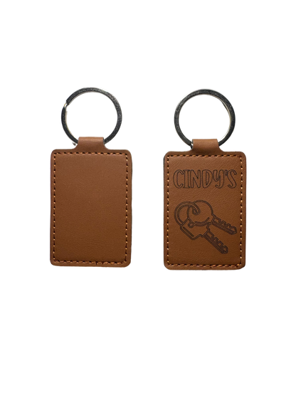 Personalised Synthetic Leather Keyring with Engraving